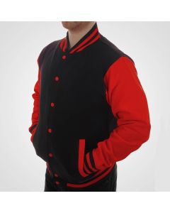 Black Varsity Jacket With Red Sleeves College Letterman Coat - Jacket Tailor