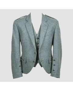 Lovat Green Wool Tweed Argyle Kilt Jacket And Vest - Jacket Tailor