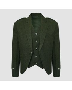 Olive Green Tweed Kilt Jacket With Vest - Jacket Tailor