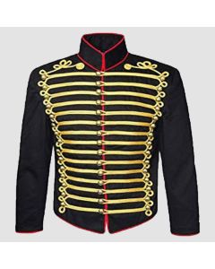 Men's Napoleonic John smith Gold Embroidery Black Military Jacket - Jacket Tailor