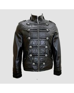 Men's Classic Military Parade Style Black Napa Leather Jacket - Jacket Tailor