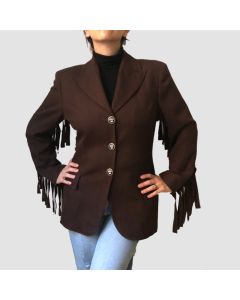 Women's Vintage Fringe Wool Jacket and statement blazer - Jacket Tailor