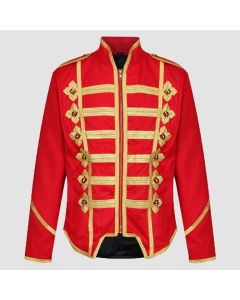 Men Military Parade red Marching Jacket Gothic Steampunk Army Band Drummer Jacket1 - Jacket Tailor