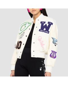 Leather sleeve chenille embroidery college varsity jacket - Jacket Tailor