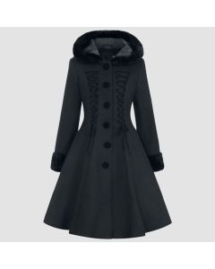 Amaya Laceup Detail Coat in Black by Hell Bunny