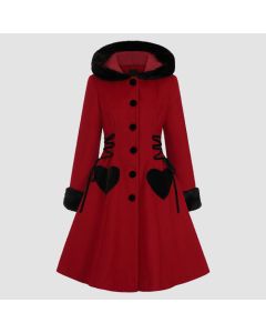 Hell Bunny Scarlett Coat Women's Coat Red/black Gothic Rockwear
