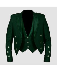 Prince Charlie Jacket Green With Lion rampant  Waistcoat - Jacket Tailor