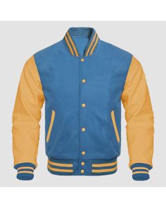 Men's Varsity Letterman Bomber Baseball Jacket Gold Leather - Jacket Tailor