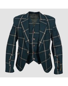 Green Pure Wool Argyll Jacket With Waistcoat Vest - Jacket Tailor