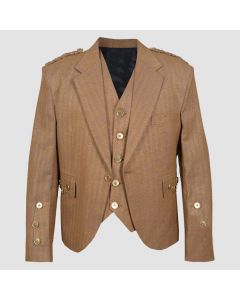 Argyll Jacket With Waistcoat/vest Brown Serge Wool - Jacket Tailor