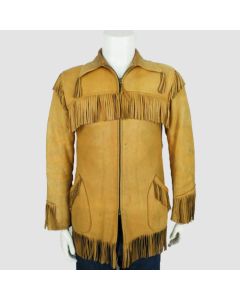Men's Beige Western Suede Leather Jacket - Jacket Tailor