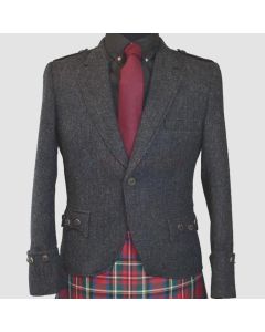 Scottish Grey Tweed Wool Argyle Wedding Kilt Jacket  - Jacket Tailor