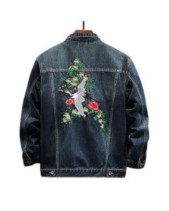 Embroidered Men's Denim Jacket For Spring and Autumn-Jacket Tailor