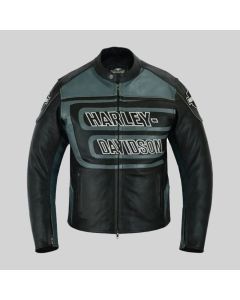 Harley Davidson Men Black & Gray Leather Jacket