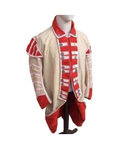 New Musician's Coat Revolutionary War Men's Off White With Red Facing