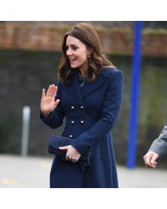 Kate Middleton Navy Wool Coat  Double-Breasted Overcoat-Jacket Tailor