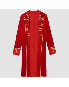 Mens Halloween Pirate Captain Cosplay Costume Lapel Gold Trims Tailcoat Jacket
