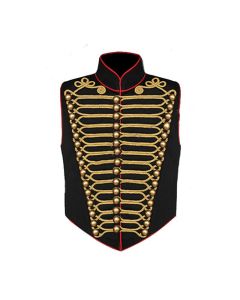 Steam Punk Military Waistcoat Black And Gold -Jacket Tailor