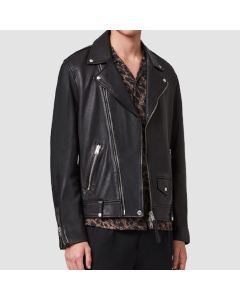 Mens Classic Black Leather Biker Jacket