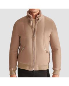 Men B3 Sheepskin Shearling Aviator Leather Bomber Jacket