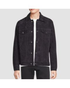 Men's Black Suede Trucker Jacket