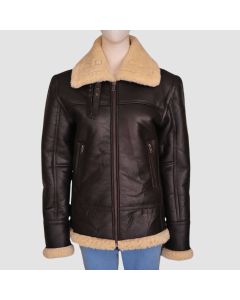 Women Shearling Aviator Bomber Jacket