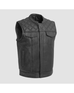 Downside Men's Motorcycle Leather Vest - Black