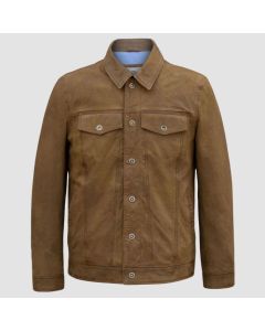 Eddie Men's Tan Denim Style Suede Jacket