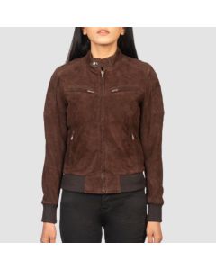 Mocha Suede Bomber Jacket