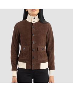 Mocha Suede Bomber Jacket