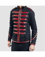 Men Black Banned Military Drummer Parade Jacket - Jacket Tailor