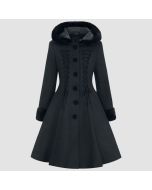 Amaya Laceup Detail Coat in Black by Hell Bunny
