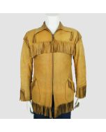 Men's Beige Western Suede Leather Jacket - Jacket Tailor