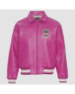 Avirex USA Edition Icon Jacket In Berry Pink Colour Men's Bomber Jacket Original Leather Jacket