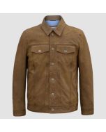 Eddie Men's Tan Denim Style Suede Jacket