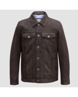 Eddie Men's Brown Denim Style Suede Jacket