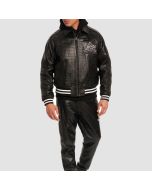 Avirex Men's Croc Embossed Classic Leather Jacket
